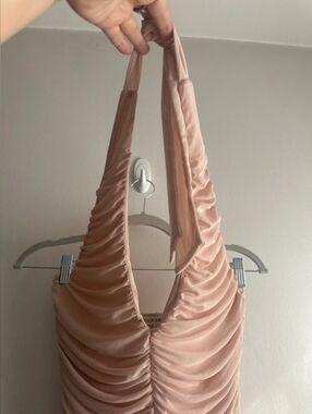 Ruched Halter Mini Dress in Blush